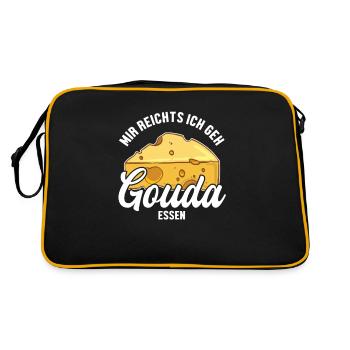 Mir reichts ich geh Gouda essen Queso Maker Gouda - Retro Tasche - Schwarz/Gold - Hinten