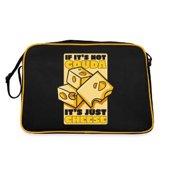 Wenn es kein Gouda ist, dann ist es nur der Käser Queso - Retro Tasche - Schwarz/Gold - Hinten