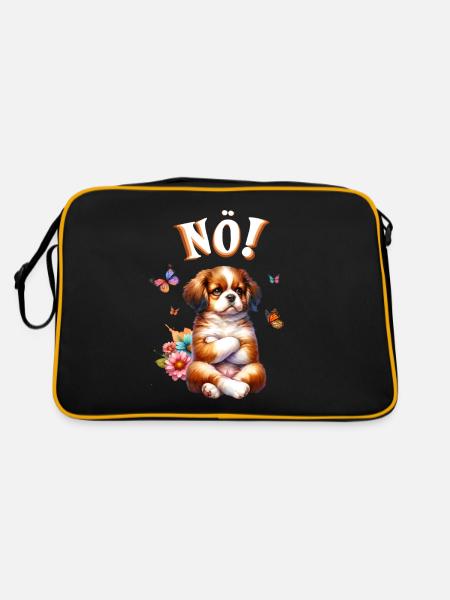 Chien drôle de dire non ! Pour les amoureux des chiens - Sac Retro - noir/or