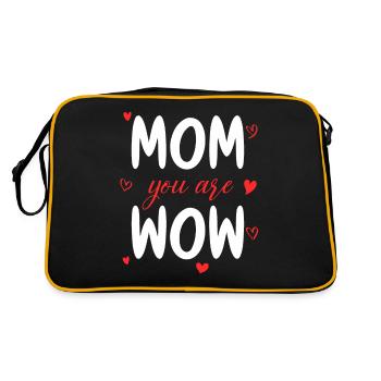 Mama Du Bist Wow Mom You Are Wow Mutter Muttertag - Retro Tasche - Schwarz/Gold - Hinten
