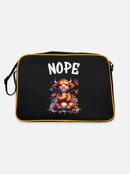Highland Cow dit non aux garçons et aux filles - Sac Retro - noir/or - Dos