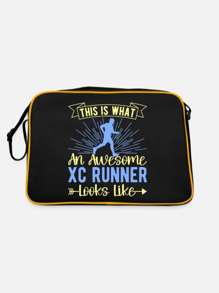 Lustiges XC Running Geschenk XC Runner Edition - Retro Tasche - Schwarz/Gold - Hinten