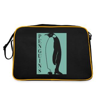 Pingouins, Empereur, Oiseau de mer, Roi, Amoureux des pingouins - Sac Retro - noir/or - Dos