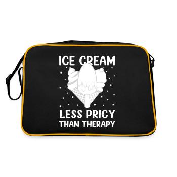 Less Pricy Than Therapy For Ice Cream Lover Gift - Retro Tasche - Schwarz/Gold - Hinten