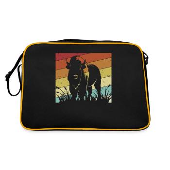 Retro Buffalo Bovinae American Bison Lover Bison - Retro Bag - black/gold - Back