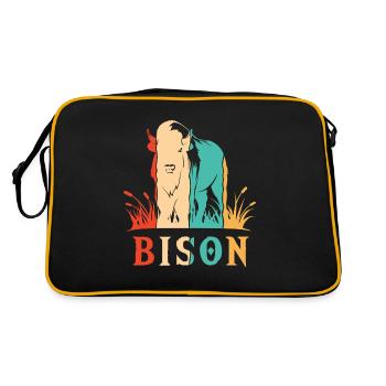 Retro Buffalo American Bison Bovinae Lover Bison - Retro Bag - black/gold - Back