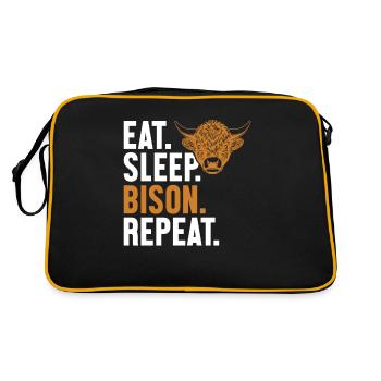 Eat Sleep Bison Repeat Buffalo American Bison - Retro Bag - black/gold - Back