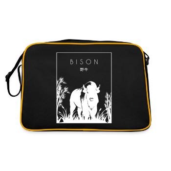 Bison Chinese Hanzi Buffalo American Bison - Retro Bag - black/gold - Back