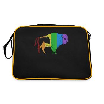 Bison LGBT Rainbow Buffalo Bovinae American Bison - Retro Bag - black/gold - Back