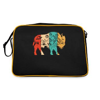 Retro Buffalo Bovinae American Bison Lover Bison - Retro Bag - black/gold - Back