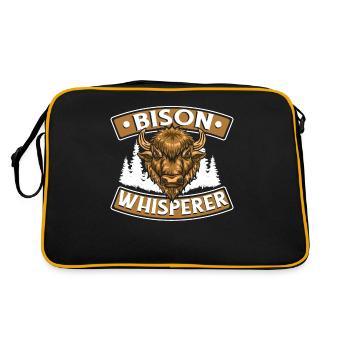 Bison Whisperer Buffalo American Bison Bovinae - Retro Bag - black/gold - Back