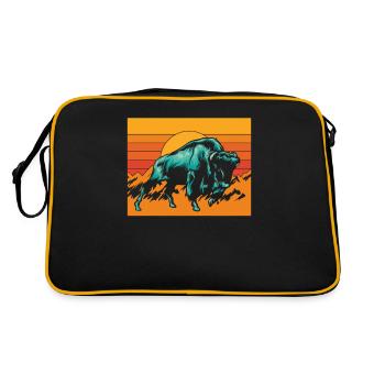 Retro Buffalo Bovinae American Bison Lover Bison - Retro Bag - black/gold - Back