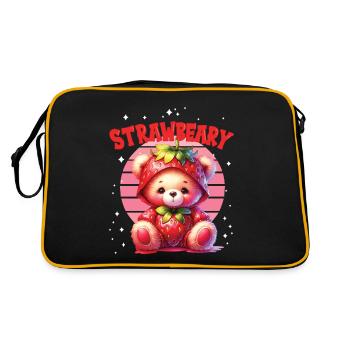 Petit ours kawaii japonais avec des fraises en costume - Sac Retro - noir/or - Dos