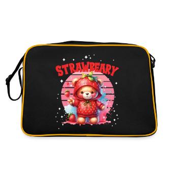 Petit ours kawaii japonais avec des fraises en costume - Sac Retro - noir/or - Dos