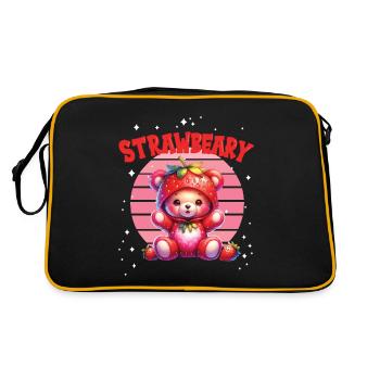 Petit ours kawaii japonais avec des fraises en costume - Sac Retro - noir/or - Dos