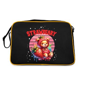 Petit ours kawaii japonais avec des fraises en costume - Sac Retro - noir/or - Dos