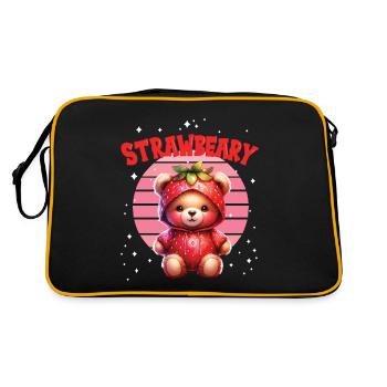 Petit ours kawaii japonais avec des fraises en costume - Sac Retro - noir/or - Dos