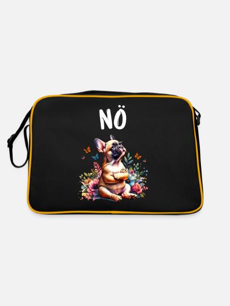 French Bulldog Saying Nope Dog Lover - Retro Bag - black/gold - Back