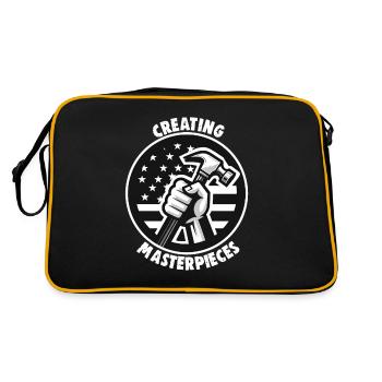 Handwerker Papa Creating Masterpieces Heimwerker - Retro Tasche - Schwarz/Gold - Hinten