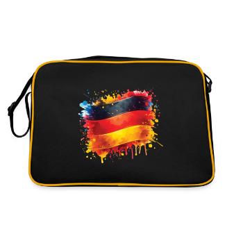 Fahne Deutschland Flagge für Sport Fan - Retro Tasche - Schwarz/Gold - Hinten