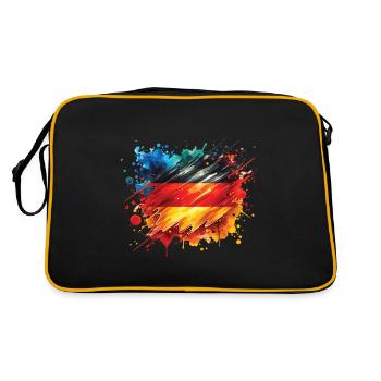 Fahne Deutschland Flagge für Sport Fan - Retro Tasche - Schwarz/Gold - Hinten