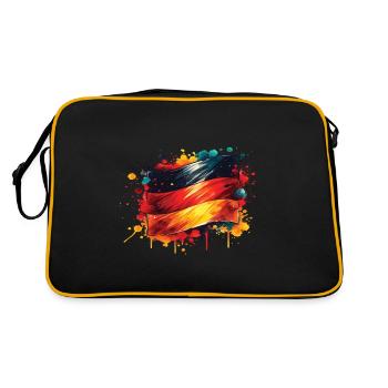 Fahne Deutschland Flagge für Sport Fan - Retro Tasche - Schwarz/Gold - Hinten
