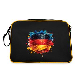 Fahne Deutschland Flagge für Sport Fan - Retro Tasche - Schwarz/Gold - Hinten