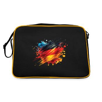 Fahne Deutschland Flagge für Sport Fan - Retro Tasche - Schwarz/Gold - Hinten