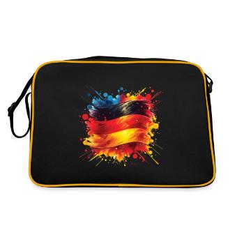 Fahne Deutschland Flagge für Sport Fan - Retro Tasche - Schwarz/Gold - Hinten