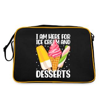 Je suis ici pour la crème glacée Pour les cadeaux d’amateurs de crème glacée - Sac Retro - noir/or - Dos