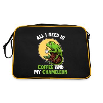 Coffee and my Chameleon Veiled Panther Lover - Retro Bag - black/gold - Back