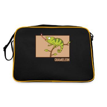 Chameleon Doodle Chinese Hanzi Panther Veiled - Retro Bag - black/gold - Back