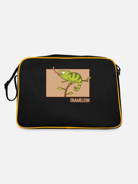 Chameleon Doodle Panthère Hanzi Chinoise Voilée - Sac Retro - noir/or - Dos