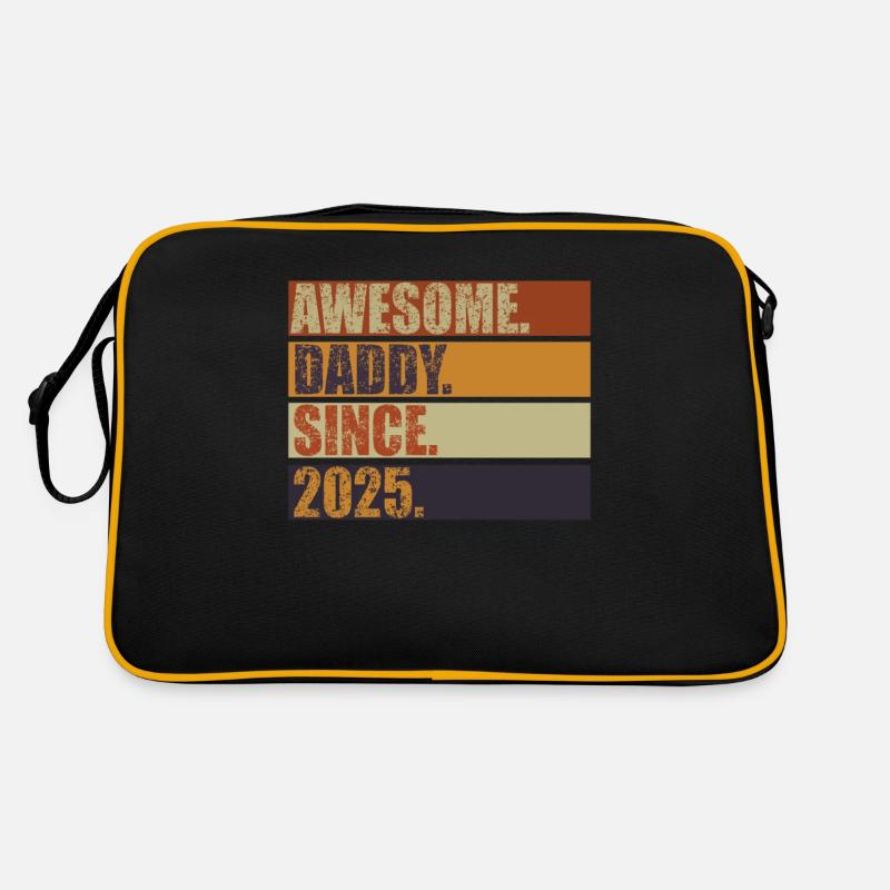 Awesome Daddy Since 2025 Vatertag Retro - Retro Tasche - Schwarz/Gold
