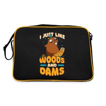 I Just Like Woods And Dams Castor Canadensis - Retro Bag - black/gold - Back