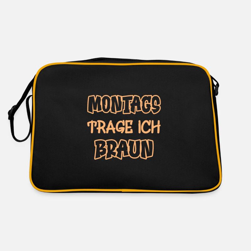 Montags trage ich braun Spruch Farbe braun Retro Tasche