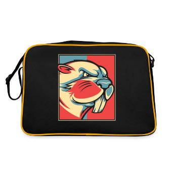 Beaver Portrait Castor Canadensis North American - Retro Bag - black/gold - Back