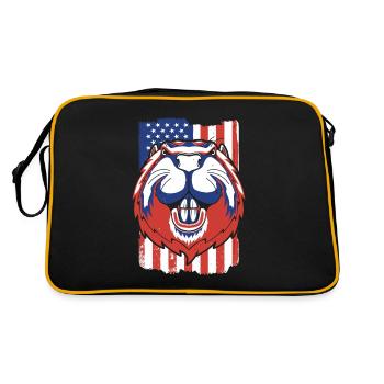 Beaver American Flag Eurasian Castor Canadensis - Retro Bag - black/gold - Back