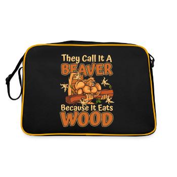 They Call It A Beaver Because It Eats Wood - Retro Bag - black/gold - Back