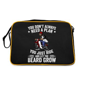 Motorcycle Beard Biker Full Beard Bike Rocker - Sac Retro - noir/or - Dos