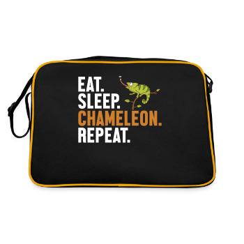 Eat Sleep Chameleon Repeat Veiled Panther Lover - Retro Bag - black/gold - Back