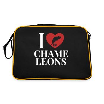 I love Chameleons Veiled Panther Chamaeleonidae - Retro Bag - black/gold - Back