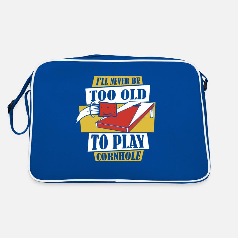 Sei nie zu alt, um Cornhole Boards Sitzsack zu spielen Retro Tasche