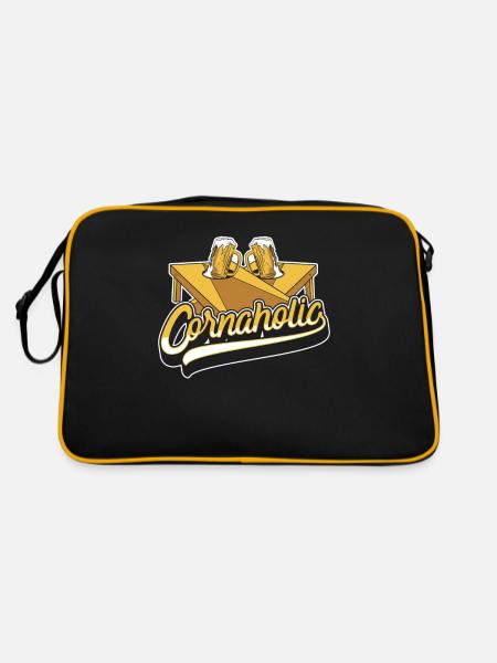 Cornaholic Spielbretter Sitzsack Professional - Retro Tasche - Schwarz/Gold - Hinten