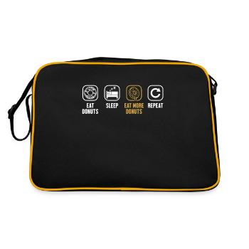 Donuts essen Schlaf Mehr Donuts essen Donut wiederholen - Retro Tasche - Schwarz/Gold - Hinten