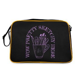 Artist Painter Graphic Wow Pretty Sketchy Here - Retro Bag - black/gold - Back