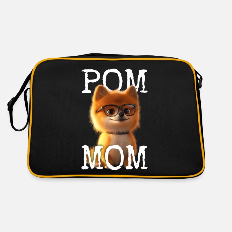 Pom Mom Zwergspitz Mommy Spitz Mama Muttertag Mom - Retro Tasche - Schwarz/Gold