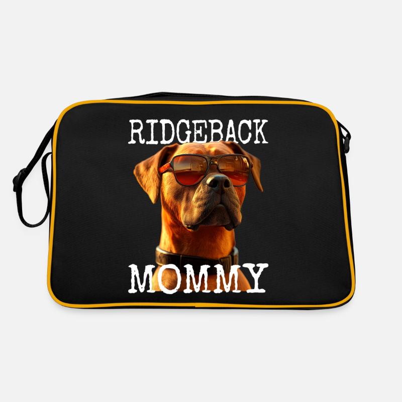 Rhodesian Ridgeback Mommy Hunde Mama Muttertag Mom - Retro Tasche - Schwarz/Gold