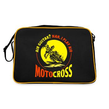 Dirt Biker Riding AIr Guitar Air Motorcross Dirt - Retro Bag - black/gold - Back