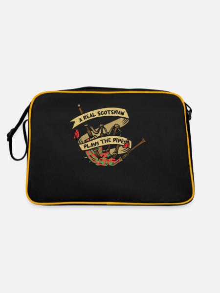Real Scotsman Plays The Pipes Blowpipe Player - Retro Bag - black/gold - Back